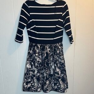 Taylor Navy and White Striped Mini Dress
